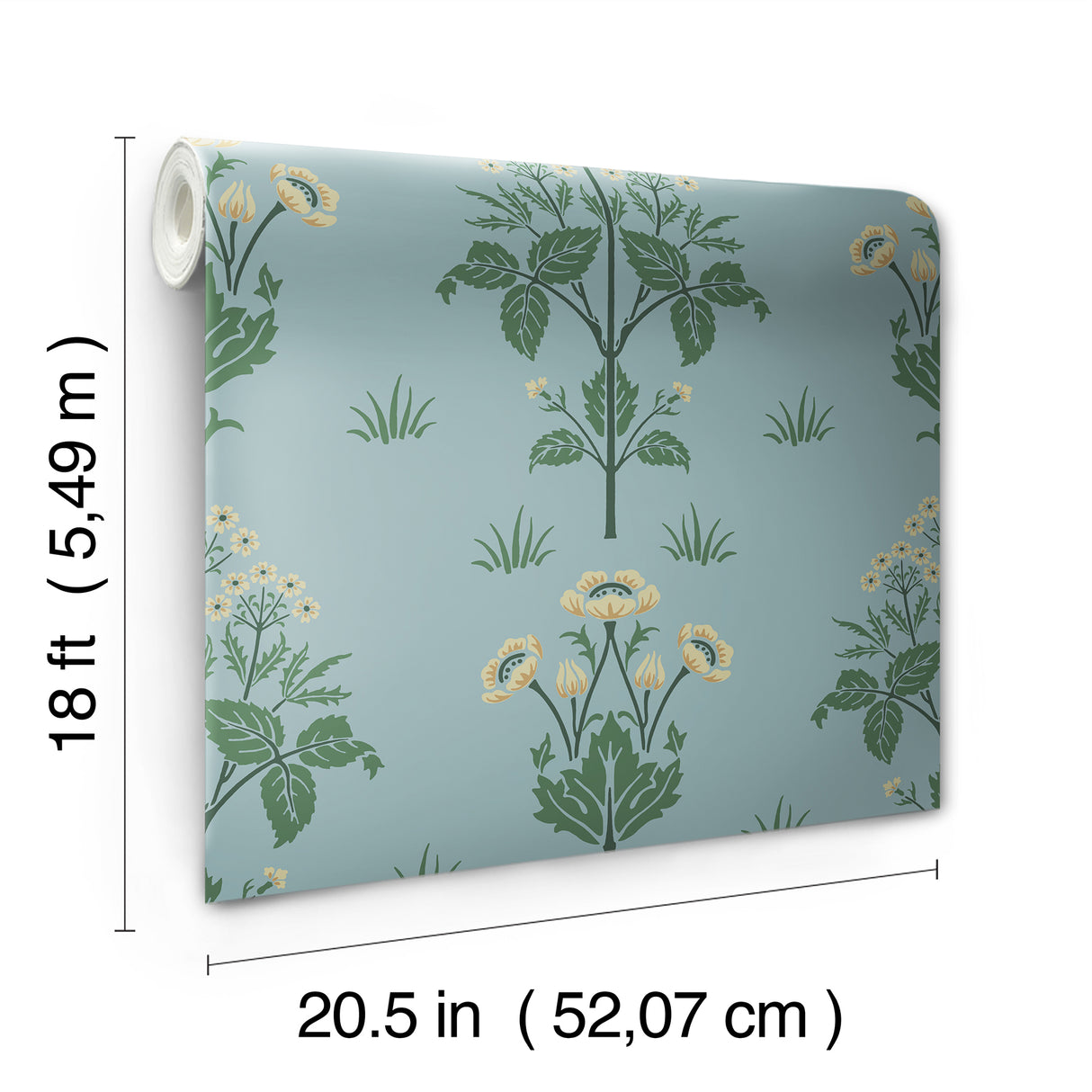 Meadow Sweet Woad and Forest by WallPops Morris and Co. Traditional Arts and Crafts Botanical Floral Peel and Stick Wallpaper - MCS6604