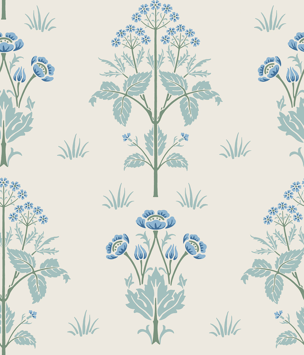 Meadow Sweet Chalk and Wedgwood Peel and Stick Wallpaper by WallPops Morris and Co - MCS6605