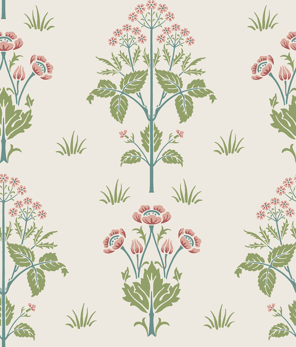 Meadow Sweet Cotton and Rose Peel and Stick Wallpaper by WallPops Morris and Co - MCS6606