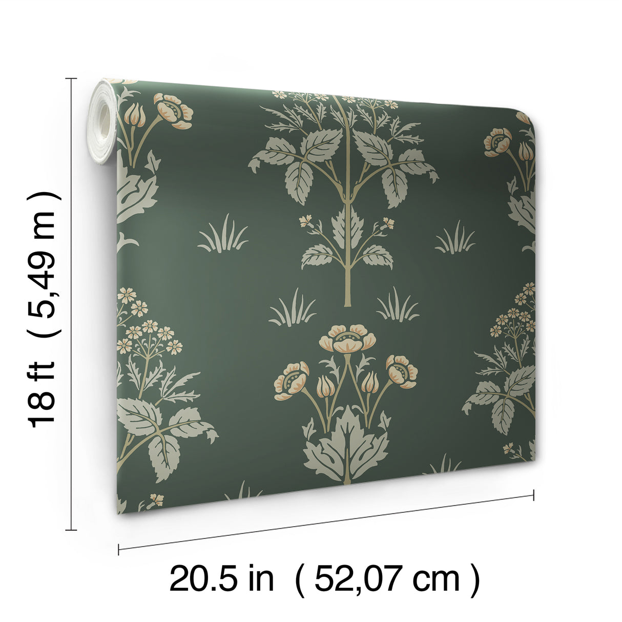 Meadow Sweet Bayleaf and Manilla WallPops Morris and Co. Traditional Botanical Peel and Stick Wallpaper - MCS6608