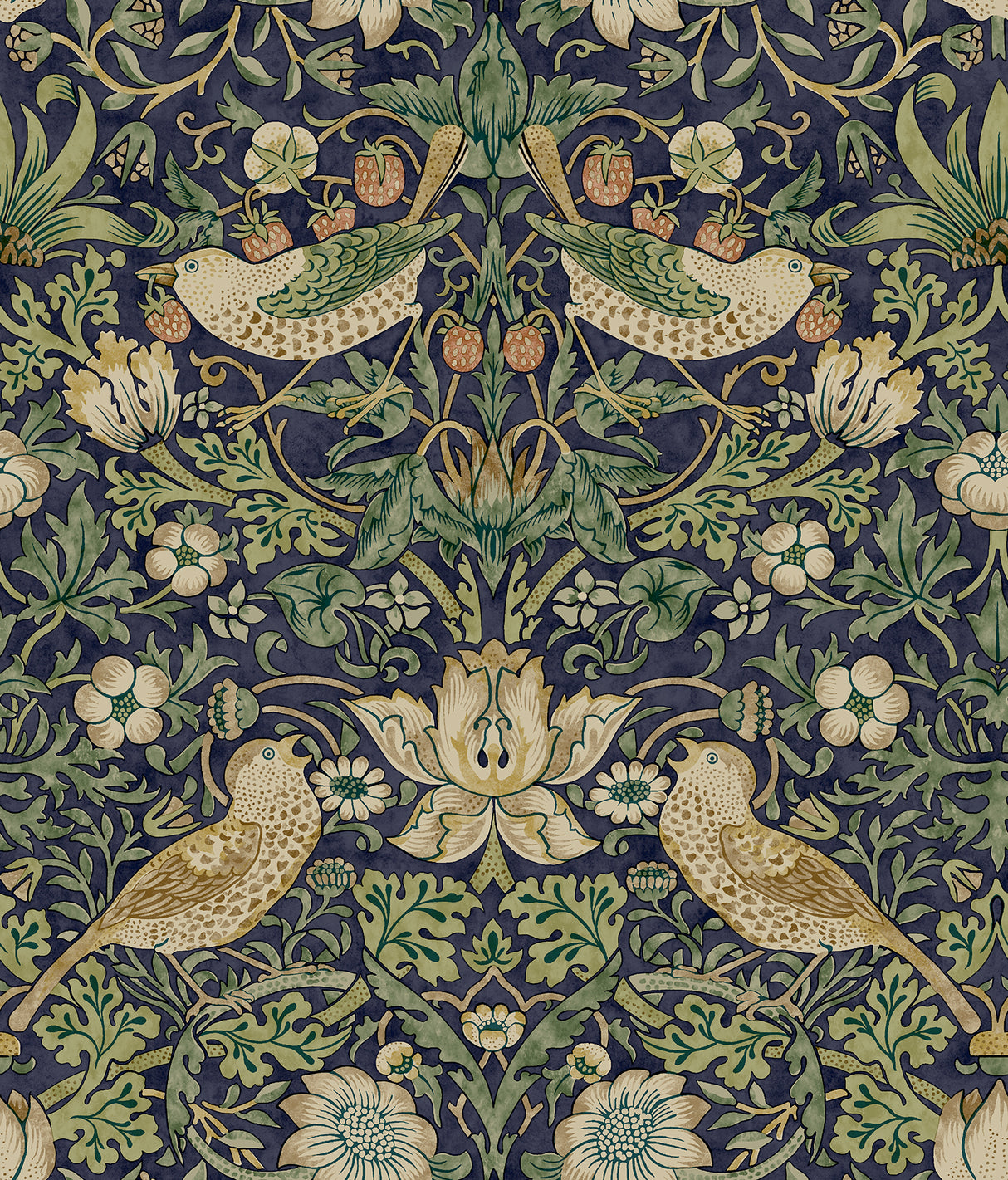 Strawberry Thief Ink Blue Peel and Stick Wallpaper by WallPops Morris and Co. - MCS6615