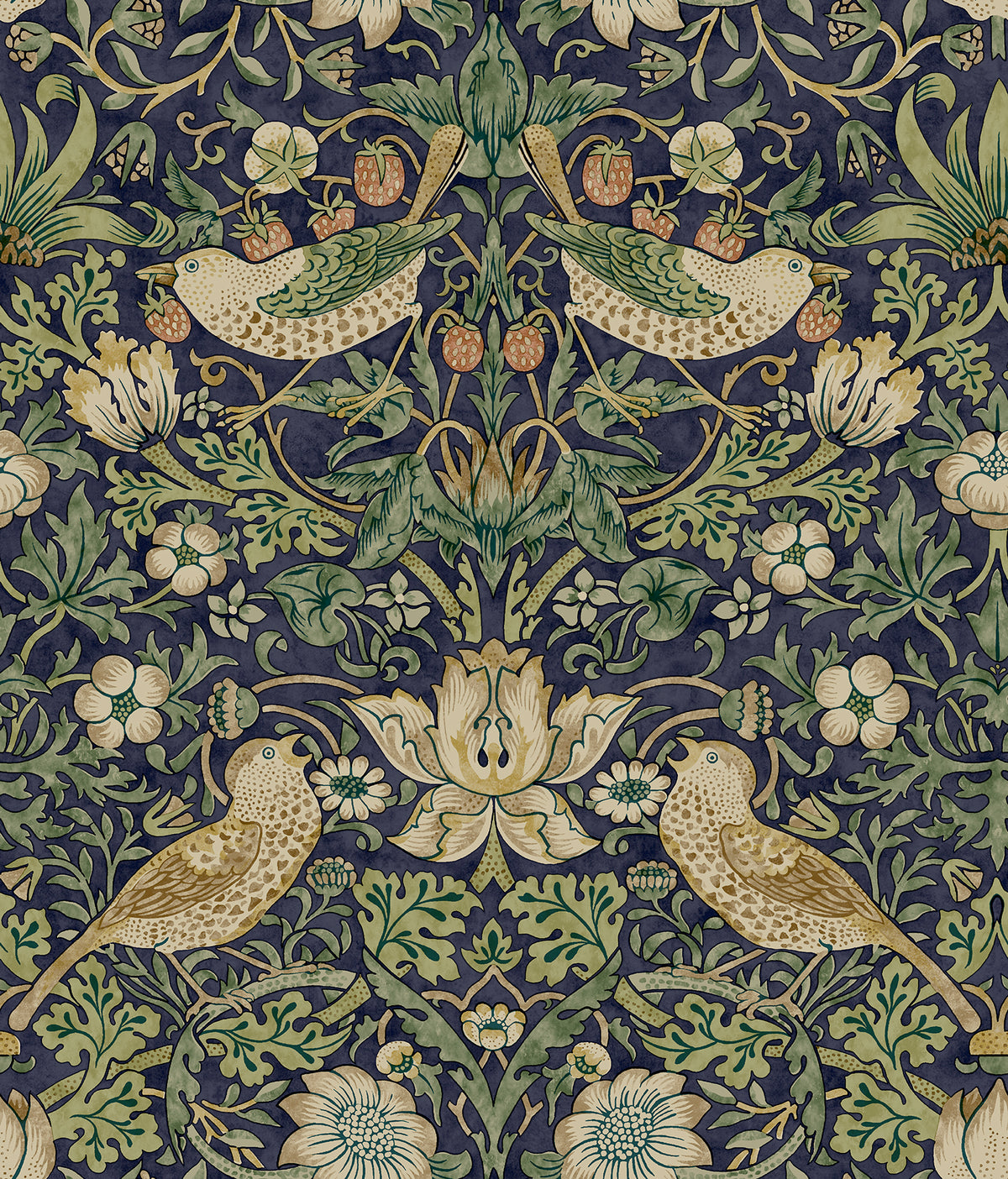 Strawberry Thief Ink Blue Peel and Stick Wallpaper by WallPops Morris and Co. - MCS6615