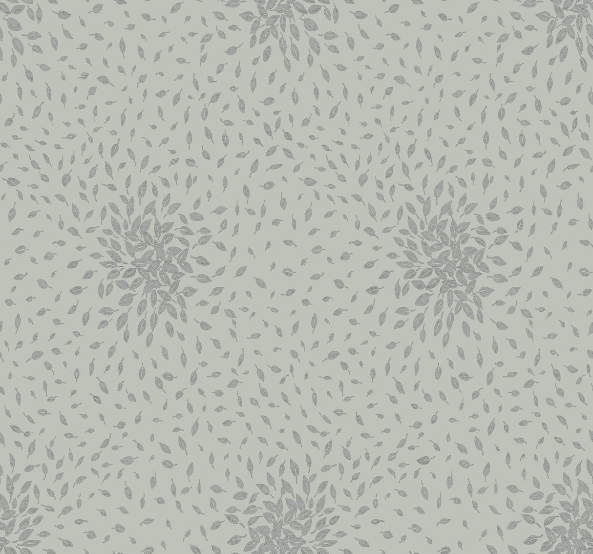 Petite Leaves Eucalyptus & Silver Wallpaper with Metallic Botanical Motif - York MD7104