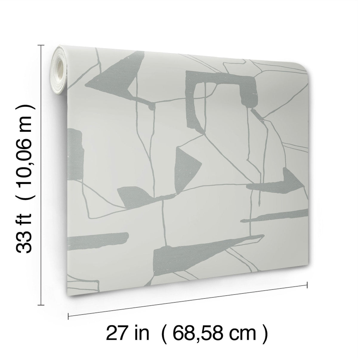 Abstract Geo Fog & Silver Wallpaper with Metallic Geometric Pattern - York MD7111SAM