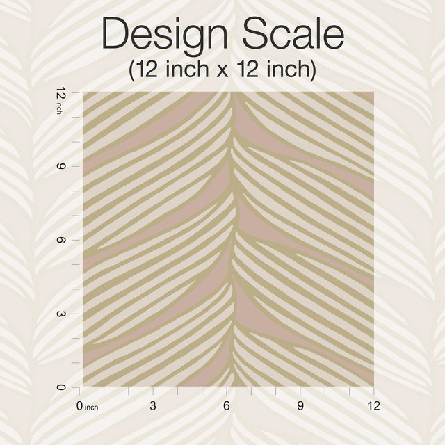 Luminous Leaves Blush & Gold Wallpaper with Metallic Tropical Leaf Motif - York MD7161