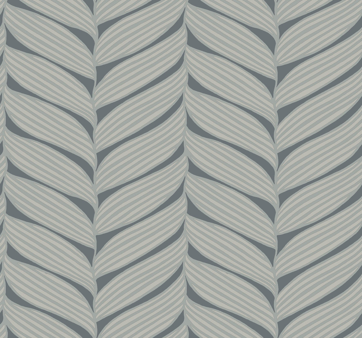 Luminous Leaves Charcoal & Silver Wallpaper with Metallic Tropical Leaf Pattern - York MD7163