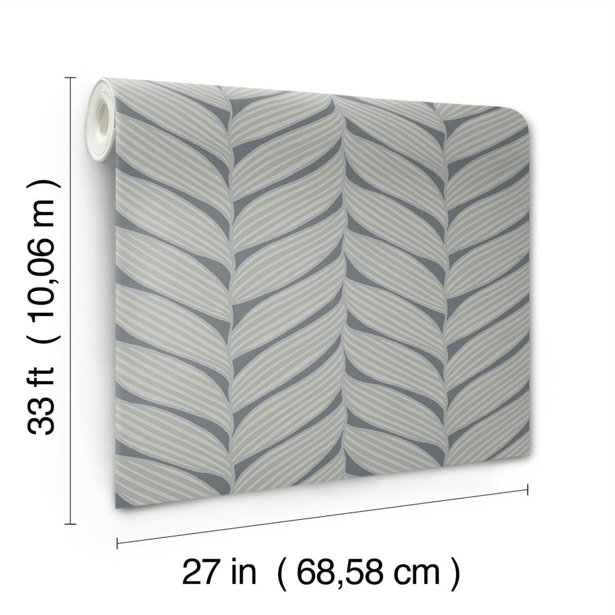 Luminous Leaves Charcoal & Silver Wallpaper with Metallic Tropical Leaf Pattern - York MD7163
