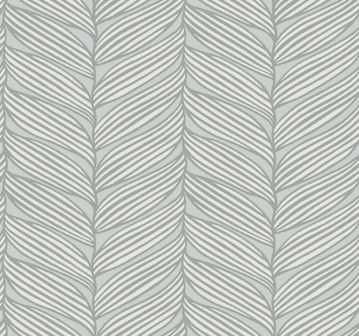 Luminous Leaves Spa & Silver Wallpaper with Metallic Tropical Palm Motif - York MD7165