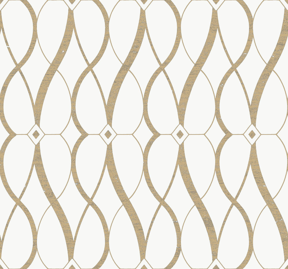 Graceful Geo Cream & Gold Wallpaper with Metallic Geometric Motif - York MD7171