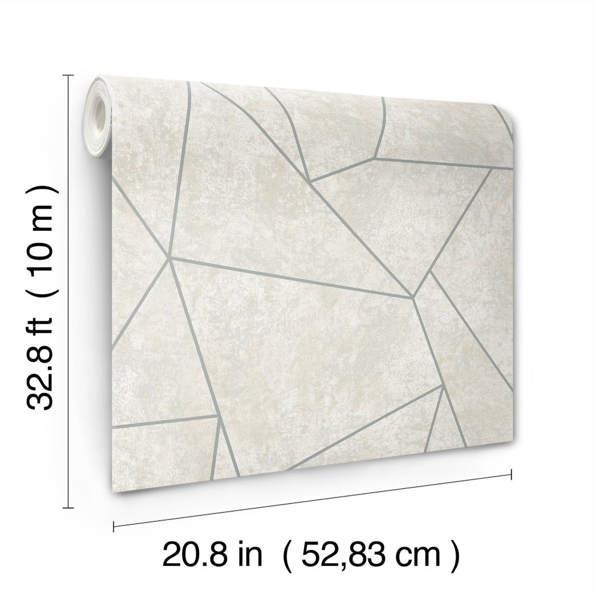 Nazca Neutral & Silver Geometric Metallic Wallpaper - York MD7183