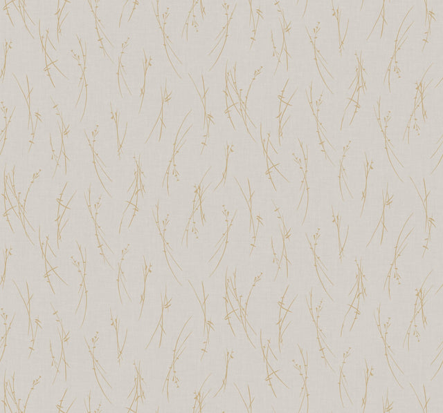 Sprigs Light Grey & Gold Botanical Metallic Non Woven Wallpaper - York MD7191