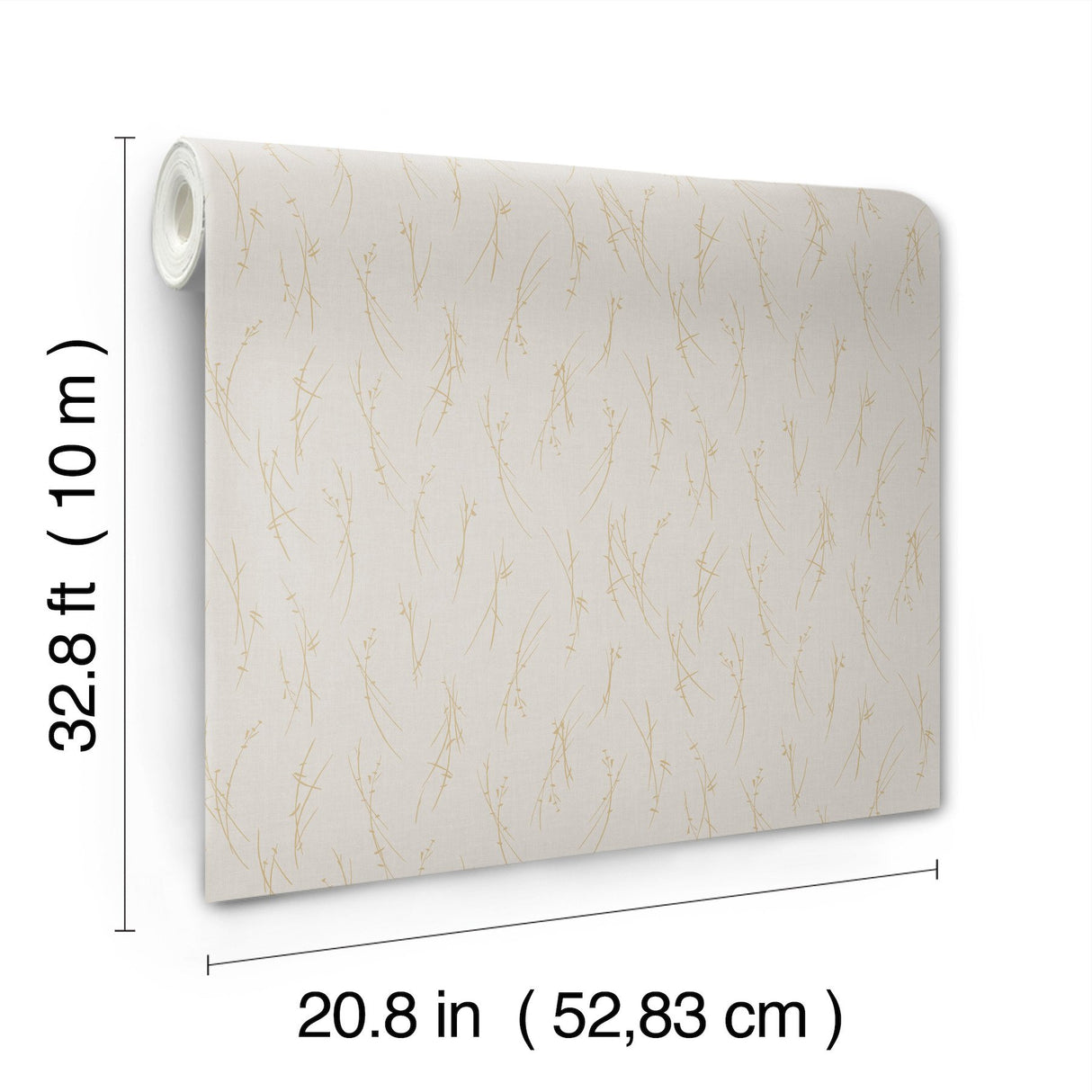 Sprigs Light Grey & Gold Botanical Metallic Non Woven Wallpaper - York MD7191