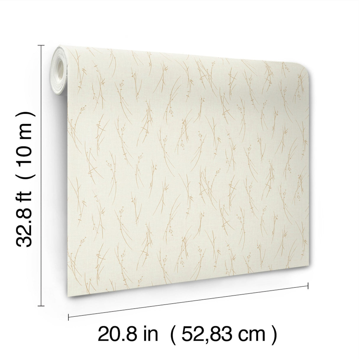 Sprigs Cream & Gold Wallpaper with Metallic Botanical Sprigs - York MD7192