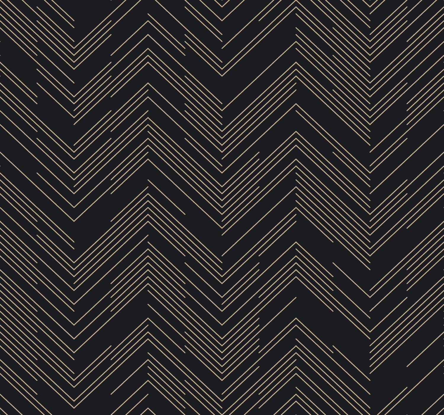Polished Chevron Black & Gold Metallic Non Woven Wallpaper - York MD7221