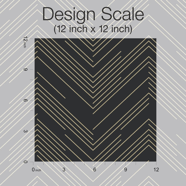Polished Chevron Black & Gold Metallic Non Woven Wallpaper - York MD7221