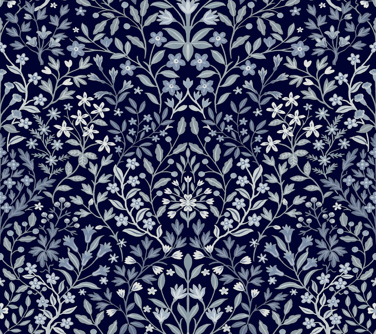 Garden Terrace Blue Wallpaper with Botanical Modern Motif - York MF4723