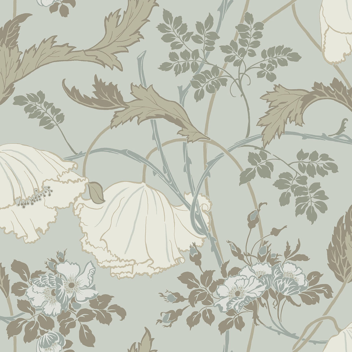 Gwendolyn Blue & Suede Floral Prepasted Wallpaper - York MF4755