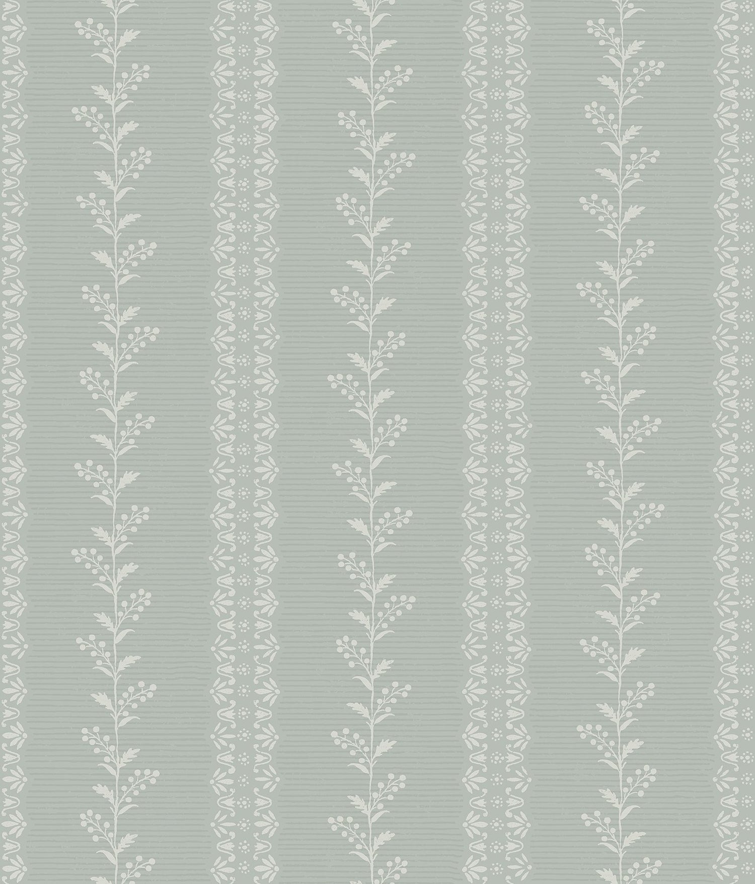Everleigh Sage Wallpaper with Botanical Stripe Motif - York MF4762