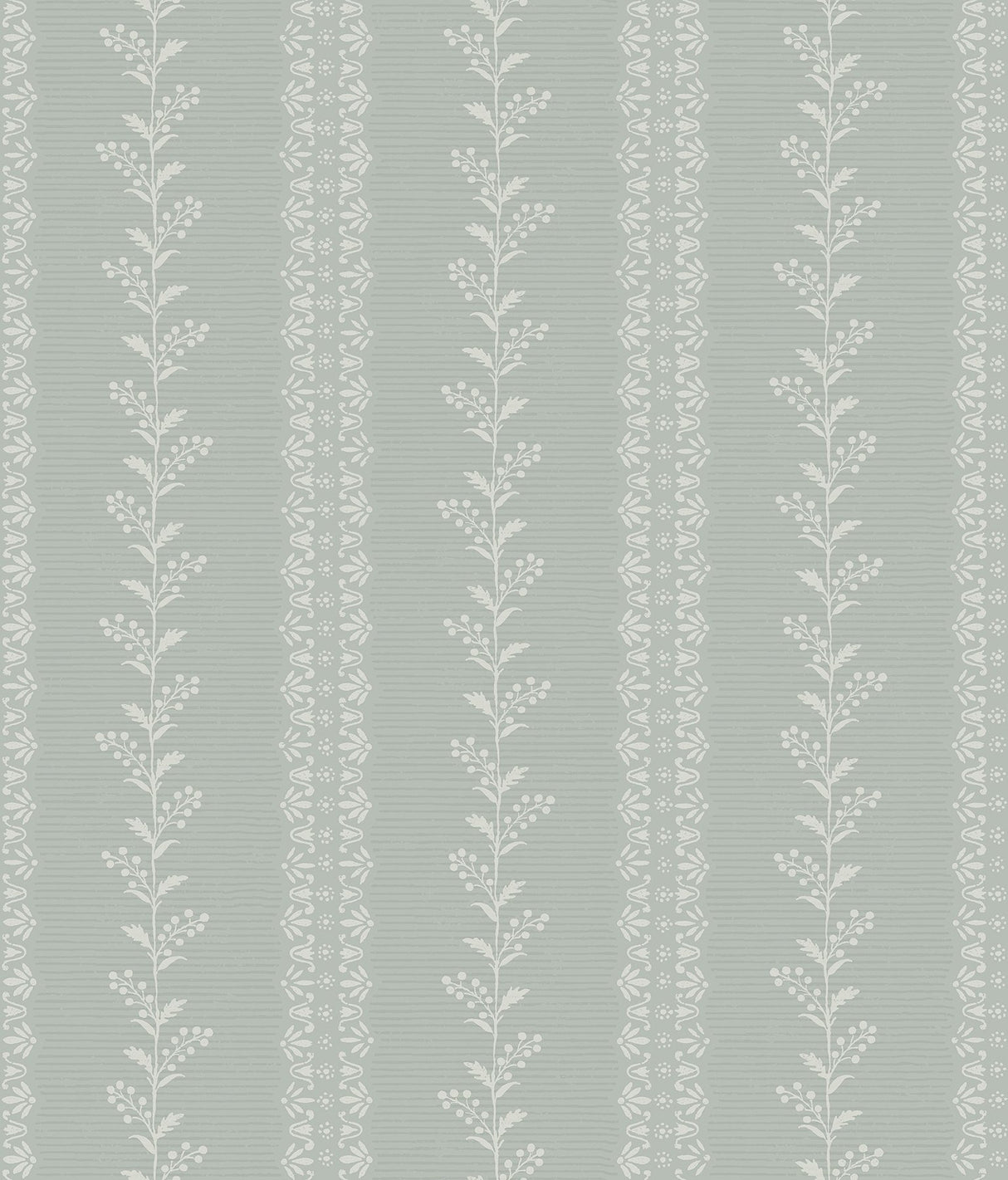 Everleigh Sage Wallpaper with Botanical Stripe Motif - York MF4762