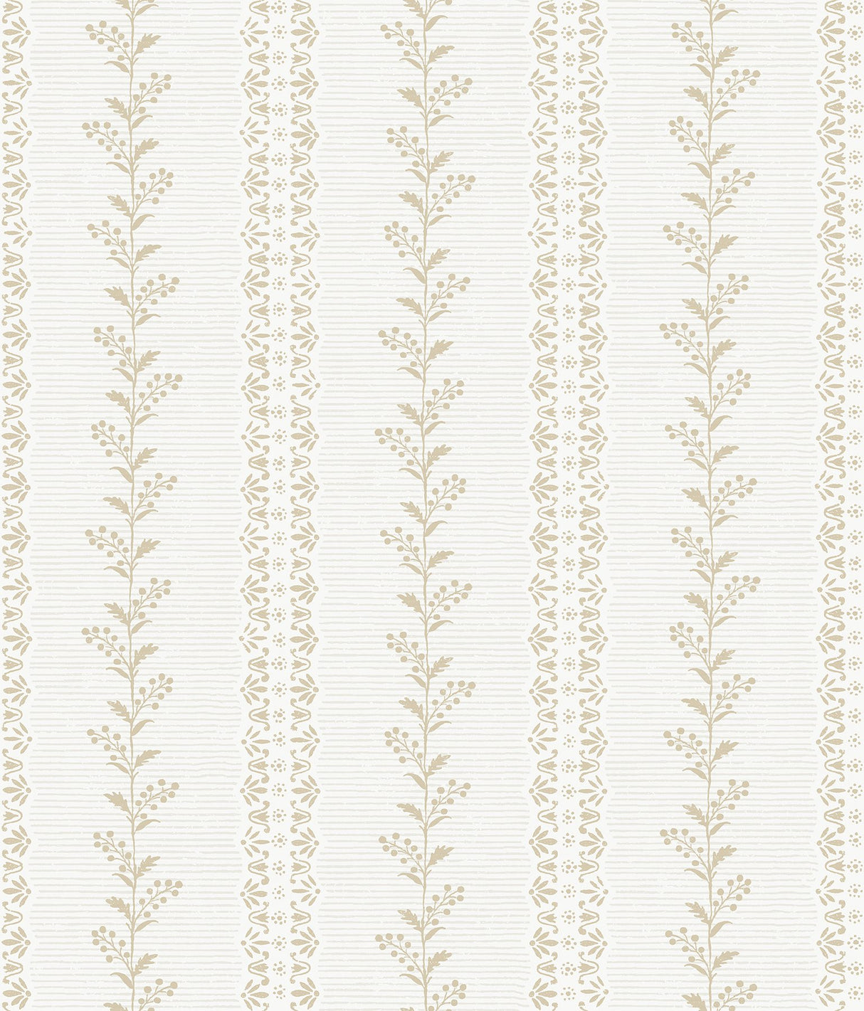 Everleigh Ochre Wallpaper with Botanical Stripe Motif - York MF4763