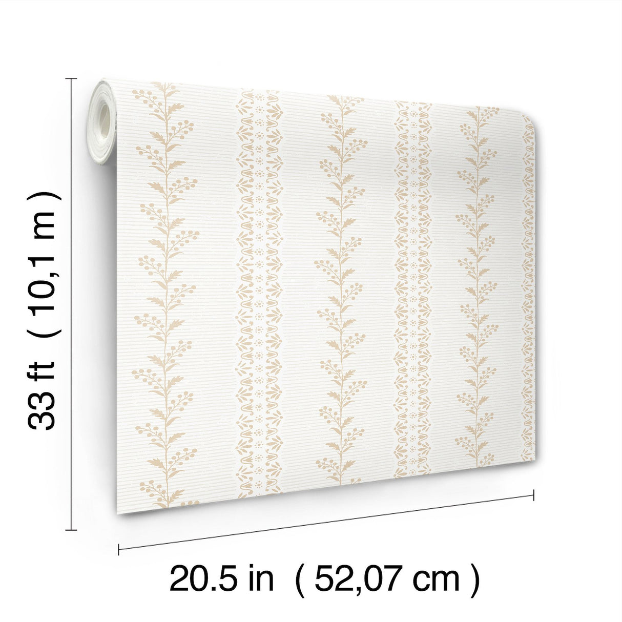 Everleigh Ochre Wallpaper with Botanical Stripe Motif - York MF4763