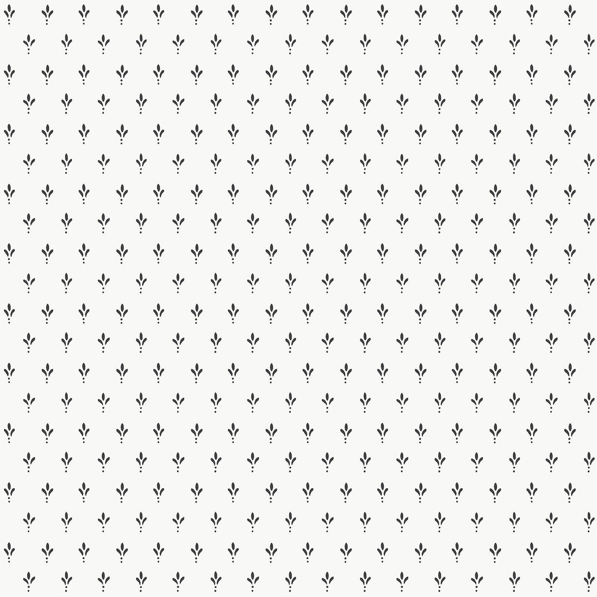 Charm Black & White Wallpaper with Petite Three-Leaf Stamp Motif - York MF4775