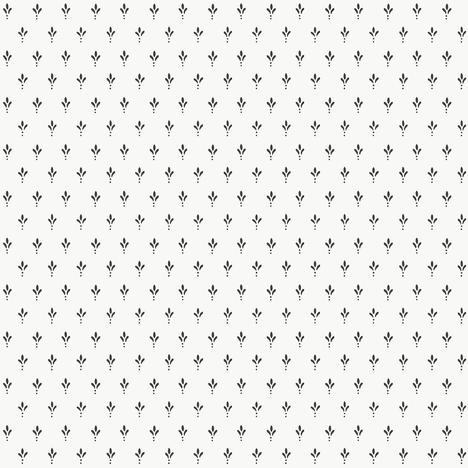 Charm Black & White Wallpaper with Petite Three-Leaf Stamp Motif - York MF4775
