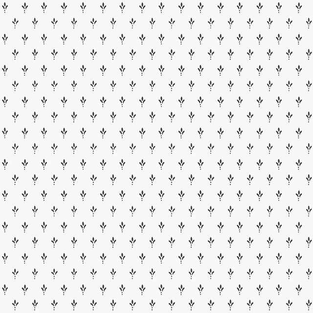 Charm Black & White Wallpaper with Petite Three-Leaf Stamp Motif - York MF4775