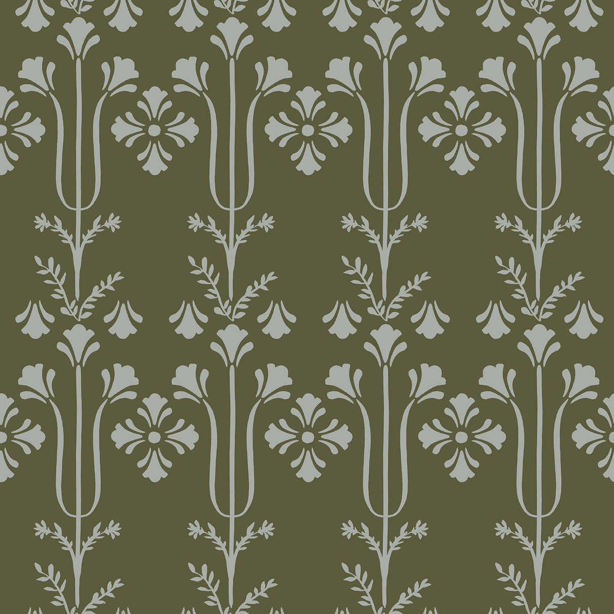 Lydia Moss Wallpaper with Botanical Block-Print Motif - York MF4801
