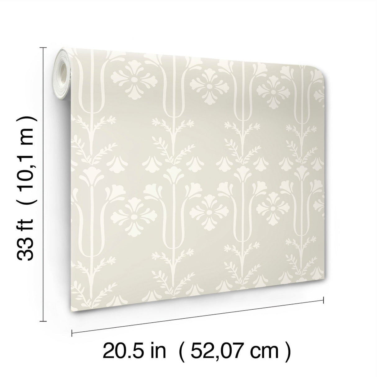 Lydia Ivory Botanical Wallpaper with Traditional Block-Print Motif - York MF4804