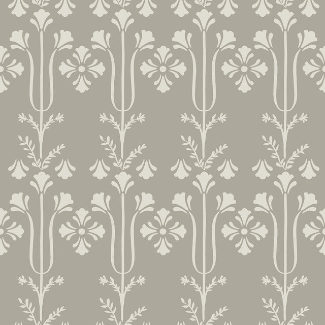 Lydia Taupe Wallpaper with Botanical Block Print - York MF4805