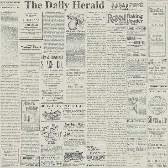 The Daily Grey & Black Newsprint Prepasted Wallpaper - York MH1510