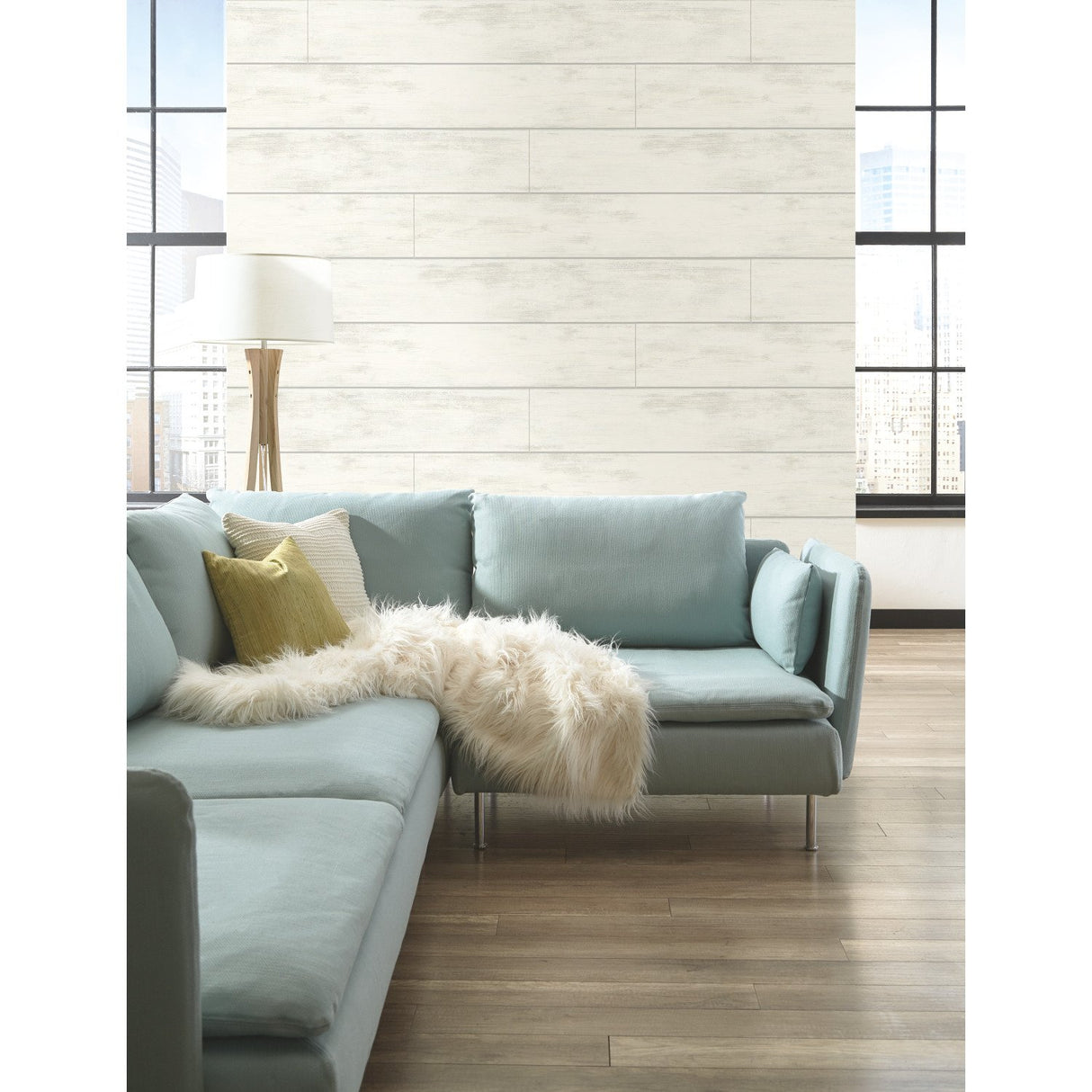 Shiplap White & Grey Wallpaper with Woodgrain Shiplap Pattern - York MH1560