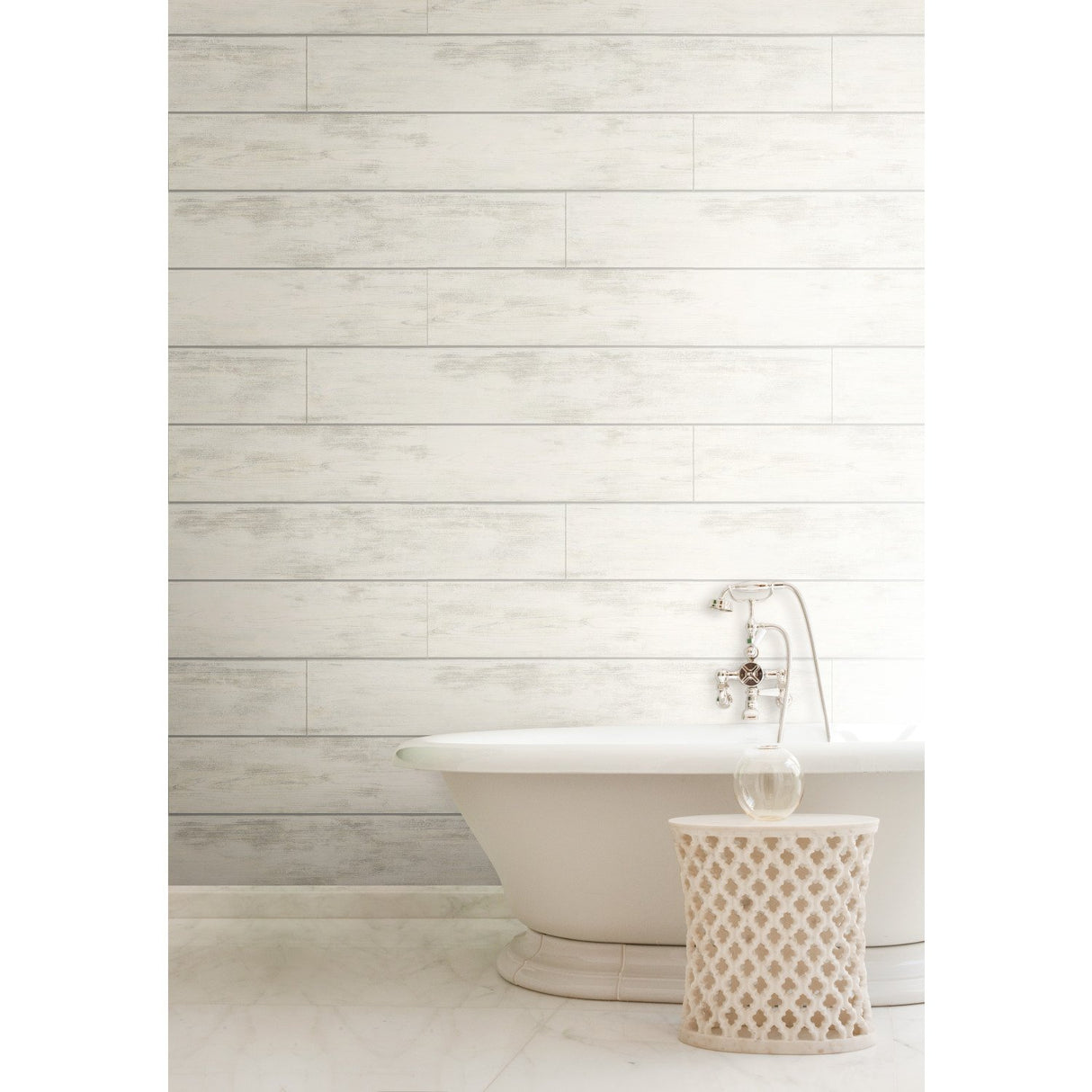 Shiplap White & Grey Wallpaper with Woodgrain Shiplap Pattern - York MH1560