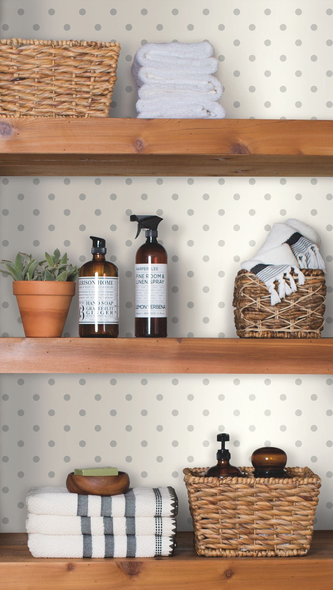 Dots on Dots Grey & White Polka Dot Prepasted Wallpaper - York MH1582