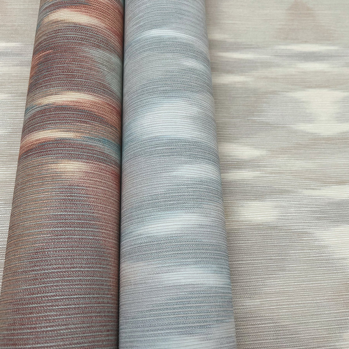 Sunrise Flame Beige Wallpaper with Geometric Blanket-Weave Motif - York MI10320