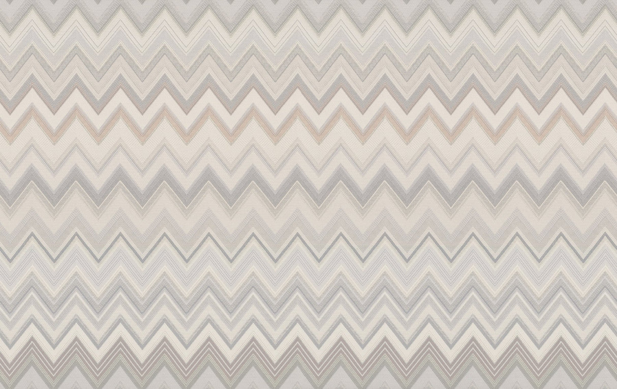 Happy Zigzag Grey Wallpaper with Geometric Chevron Pattern - York MI10331