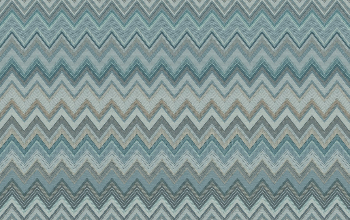 Happy Zigzag Blue Geometric Wallpaper with Chevron Pattern - York MI10335