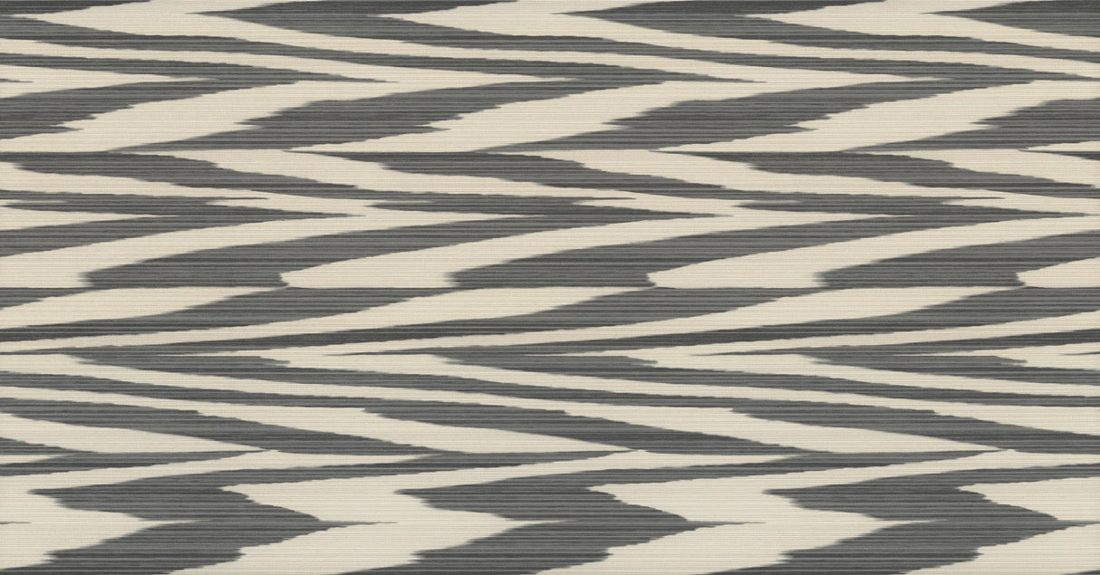 Flamed Zigzag Black & Cream Wallpaper with Geometric Flame Stitch Pattern - York MI10341