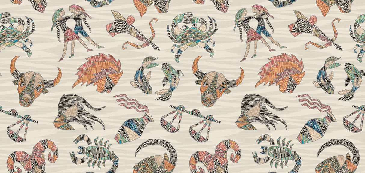 Constellations Grey Wallpaper with Multicolor Zodiac Motif - York MI10352
