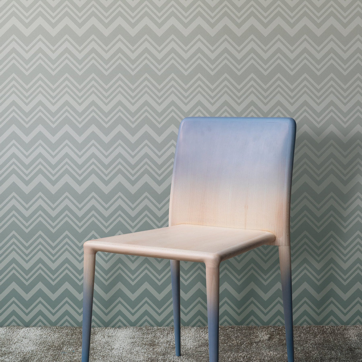 Iconic Shades Blue Wallpaper with Ombre Chevron Geometric - York MI10393