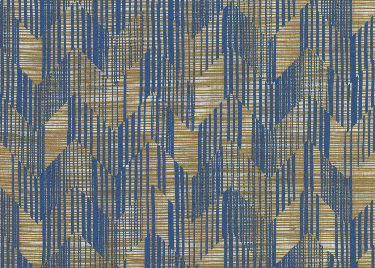 York Designer Series Missoni Birch Blue Raffia Grasscloth Wallpaper MI10527 chevron pattern