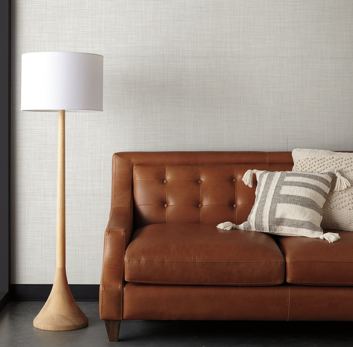 Crossroad Whitewash by Magnolia Home High Performance Relaxed Woven Plaid Transitional Non-Woven Vinyl Wallpaper Roll 27in x 27ft - MJ4821N