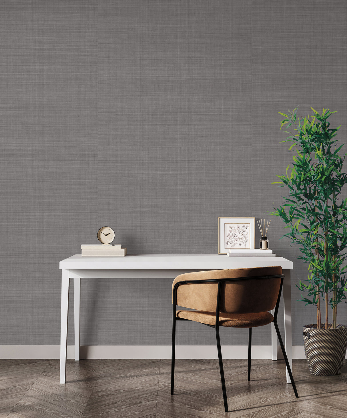 Meadowbrook Charcoal by Magnolia Home Linen Look Vinyl Wallpaper – York Wallcoverings MJ4827N