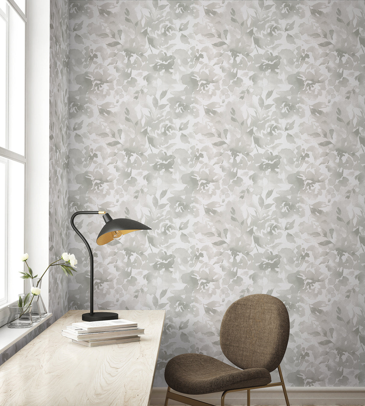 Lakelynn Gravel by Magnolia Home Floral Vinyl Wallpaper – York Wallcoverings MJ4869