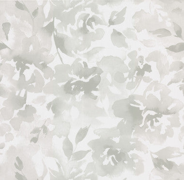 Lakelynn Gravel floral vinyl wallpaper by Magnolia Home, MJ4869, grey watercolor blooms