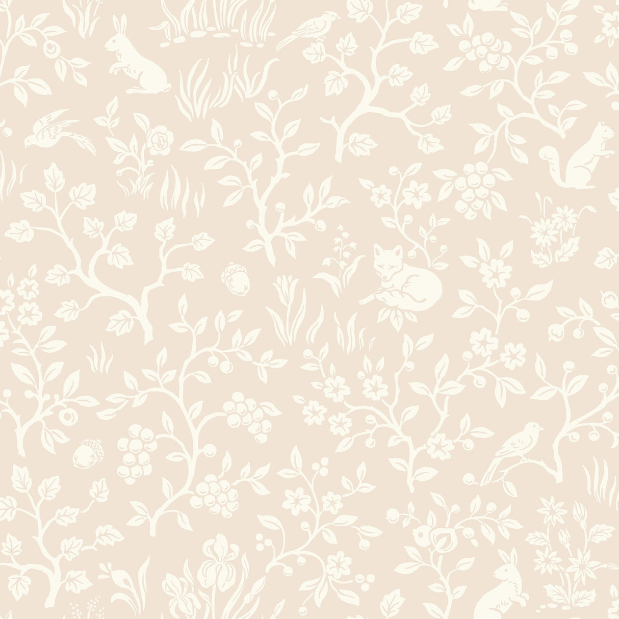 Fox & Hare Pink Wallpaper with Folklore Forest Animal Motif - York MK1110