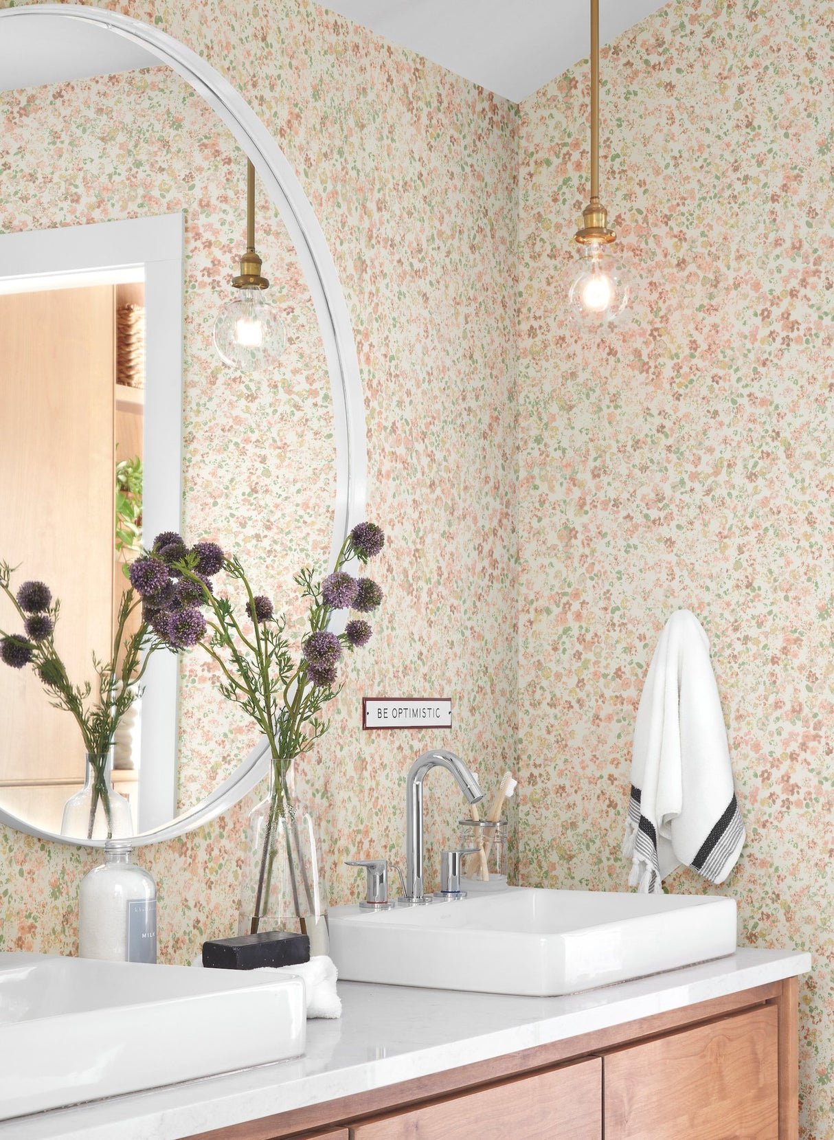 Meadow Pink Watercolor Floral Prepasted Wallpaper - York MK1120