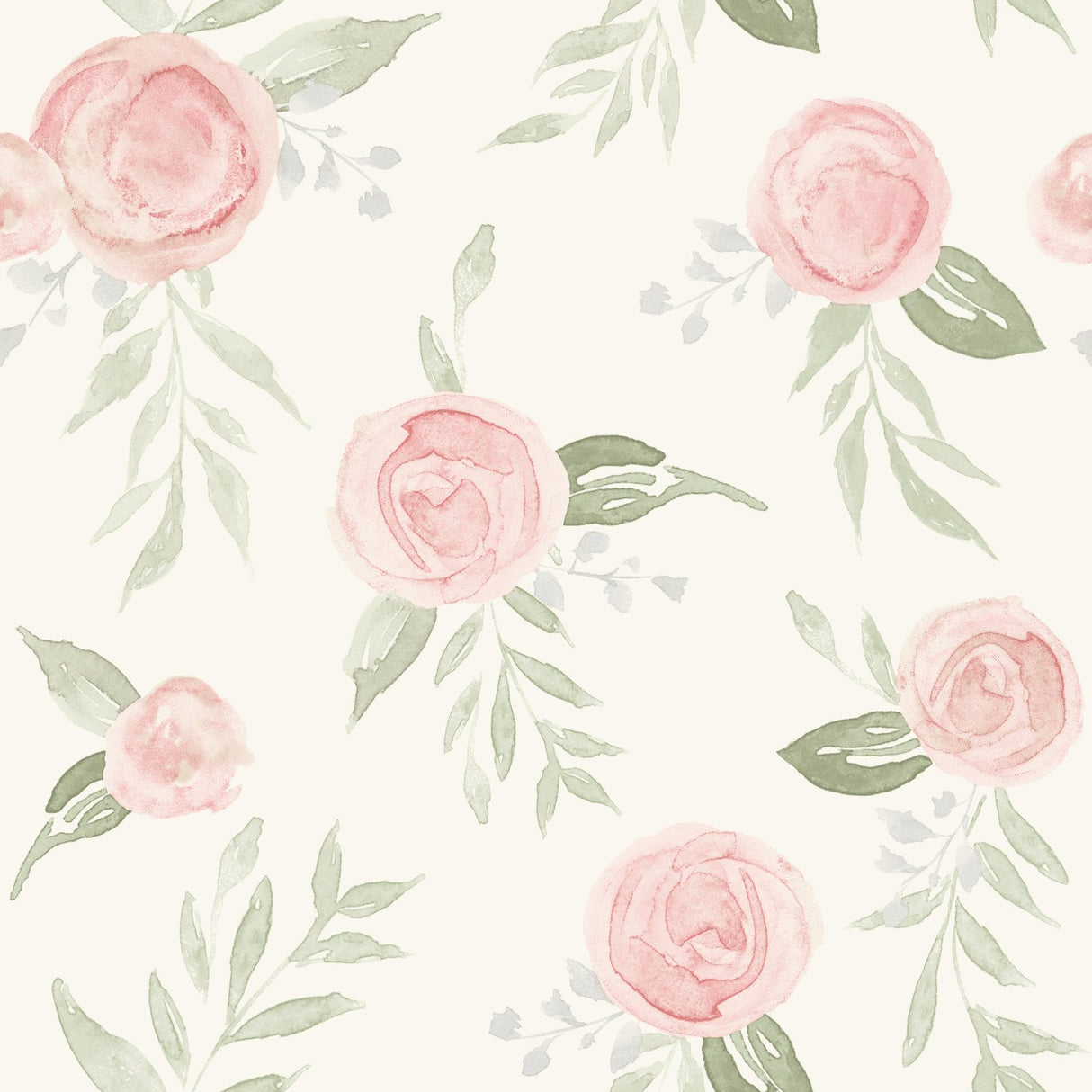 Watercolor Roses Coral Wallpaper with Watercolor Floral Pattern - York MK1128