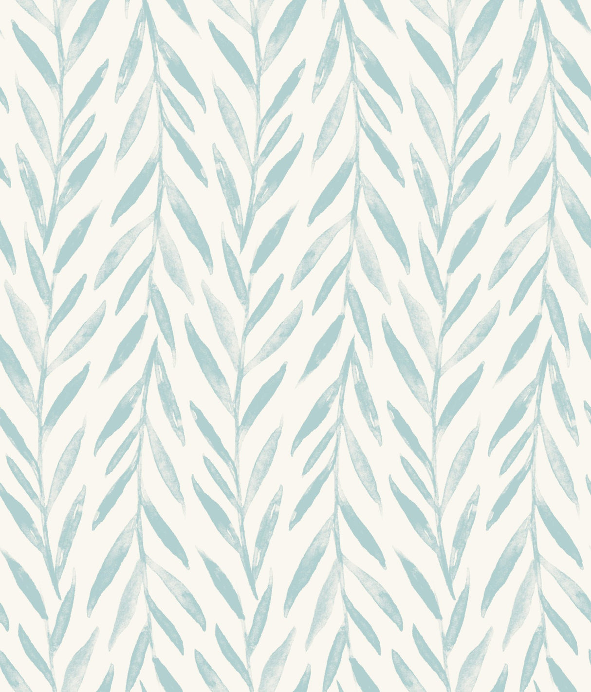 Willow Blue Wallpaper with Botanical Watercolor Leaf Stripe - York MK1138